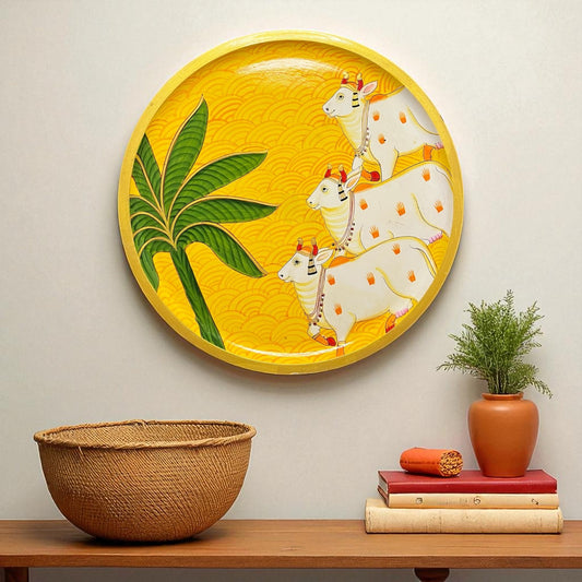 Hand Painted Nandi Wall Plate Yellow