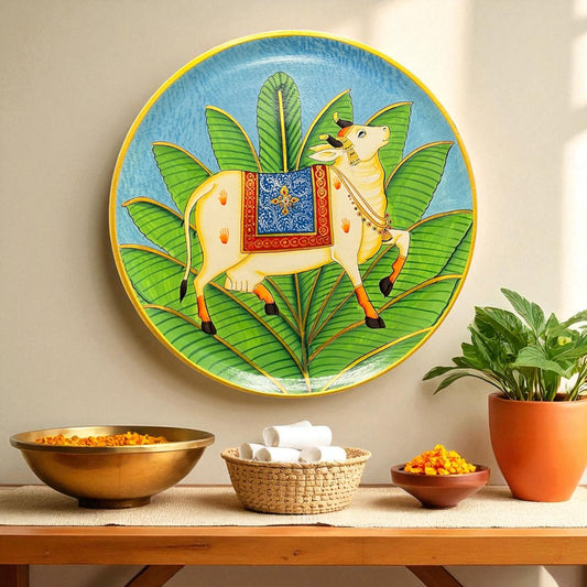Hand Painted Nandi Wall Plate Blue