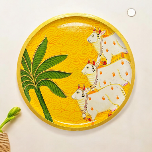 Hand Painted Nandi Wall Plate Yellow