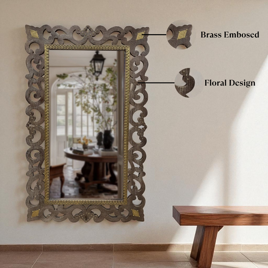 Heritage Scroll Carved Wall Mirror – 3 Feet
