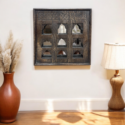 Jaali Charm Mirror - Brown