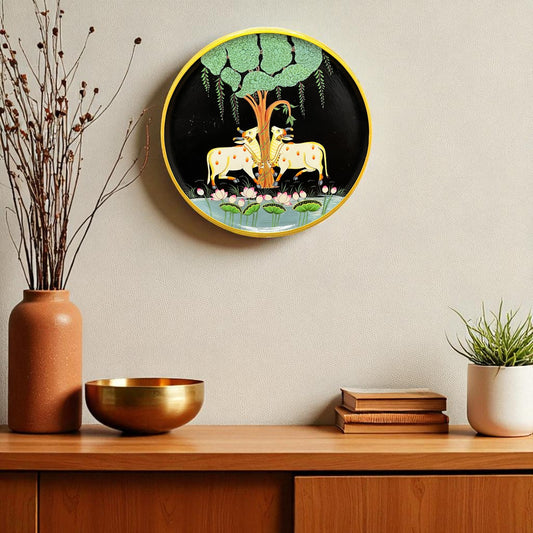 Hand Painted Nandi Wall Plate Black