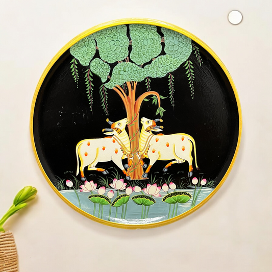 Hand Painted Nandi Wall Plate Black