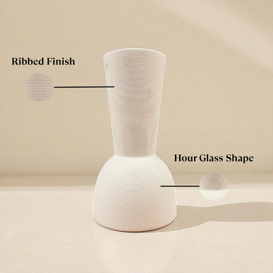 White Geo Vase - Hourglass