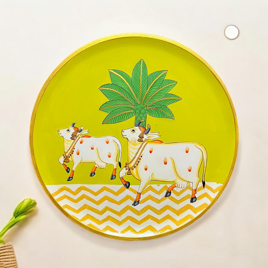 Hand Painted Nandi Wall Plate Green