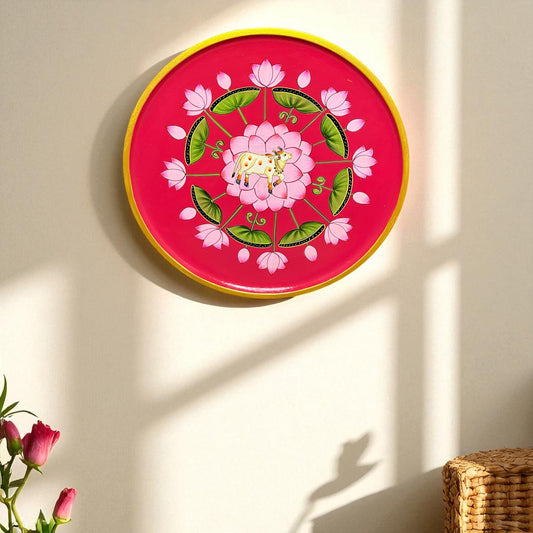 Hand Painted Nandi Wall Plate Pink