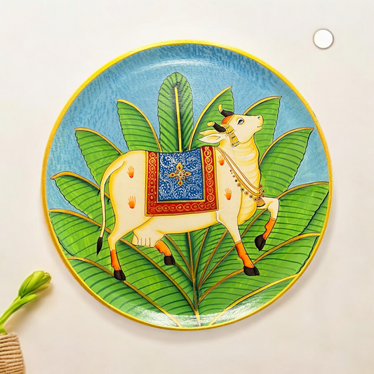Hand Painted Nandi Wall Plate Blue