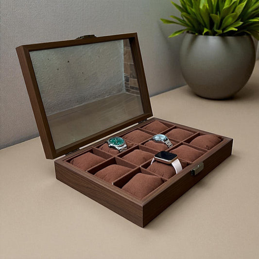 12 Slot Wooden Watch Box
