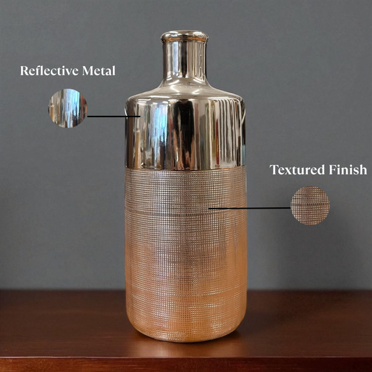 Metallic Silver Metal Vase