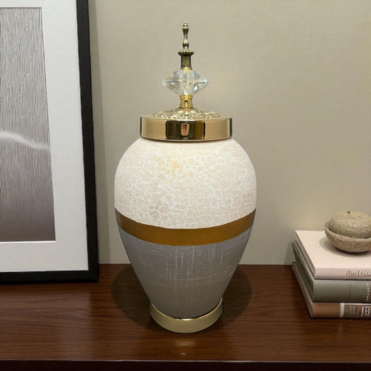 Luxe Gold & Crystal Decorative Jar