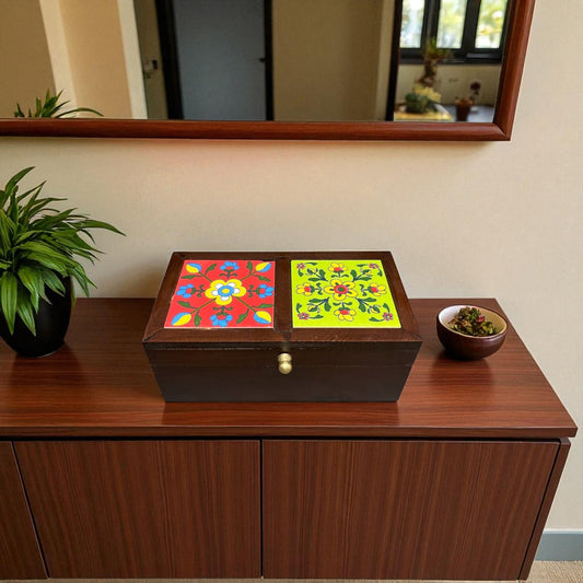 Handcrafted Wooden Storage Box (2 Tile)