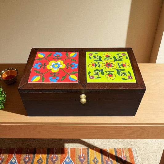 Handcrafted Wooden Storage Box (2 Tile)