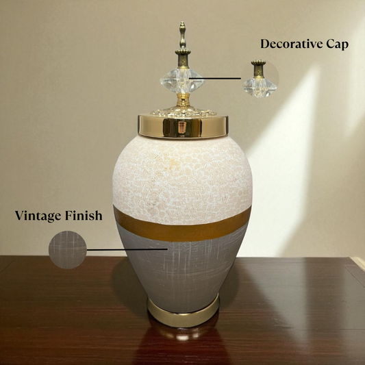 Luxe Gold & Crystal Decorative Jar
