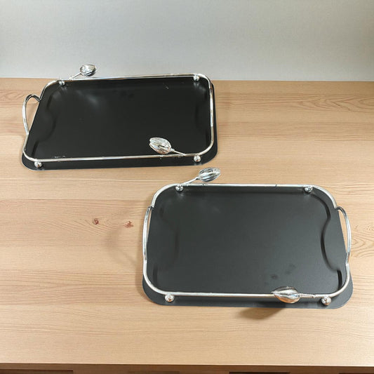 Leaf Metal Tray Set Black