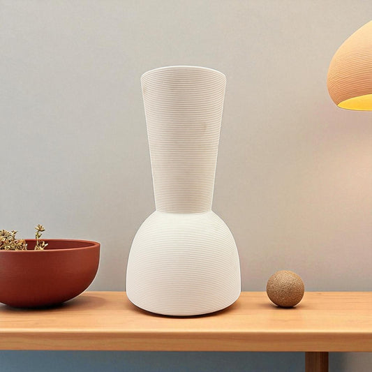 White Geo Vase - Hourglass