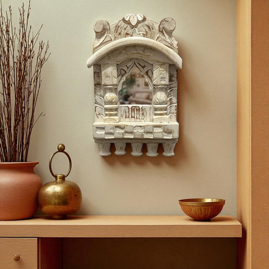White Wooden Jharokha Wall Mirrors Set