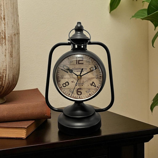 Black Vintage Lantern Table Clock