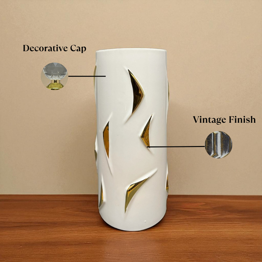 Modern White & Gold Ceramic Vase