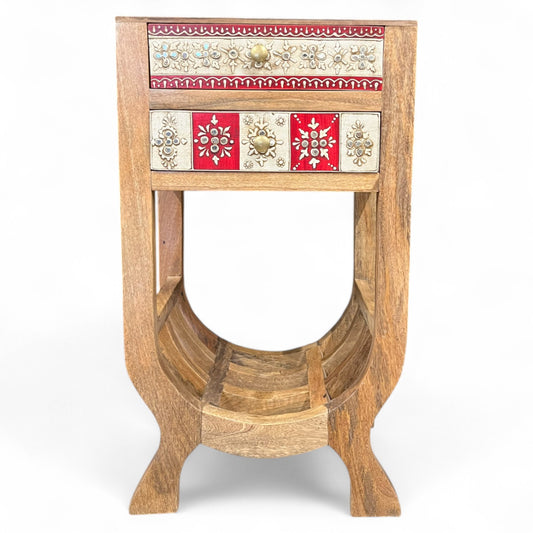 Red & White Wood Side Cabinet