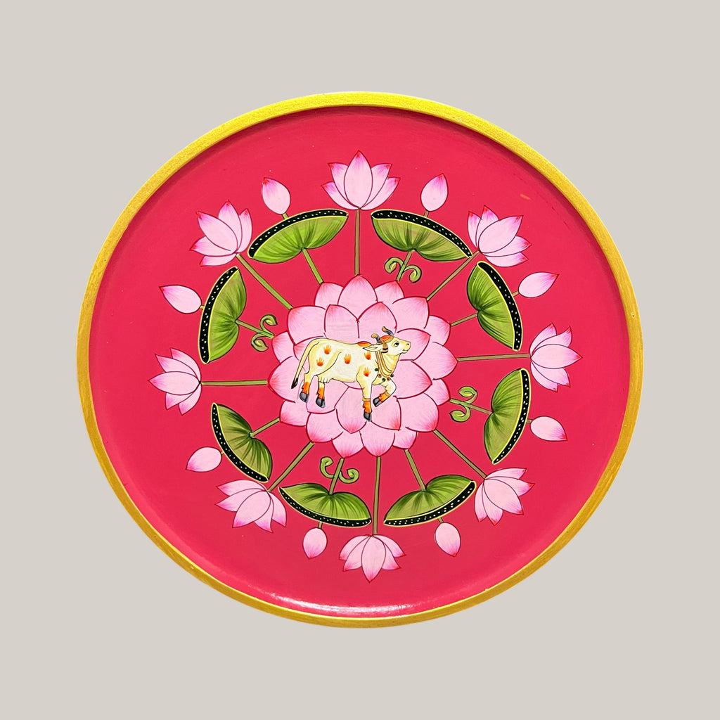 Hand Painted Nandi Wall Plate Pink