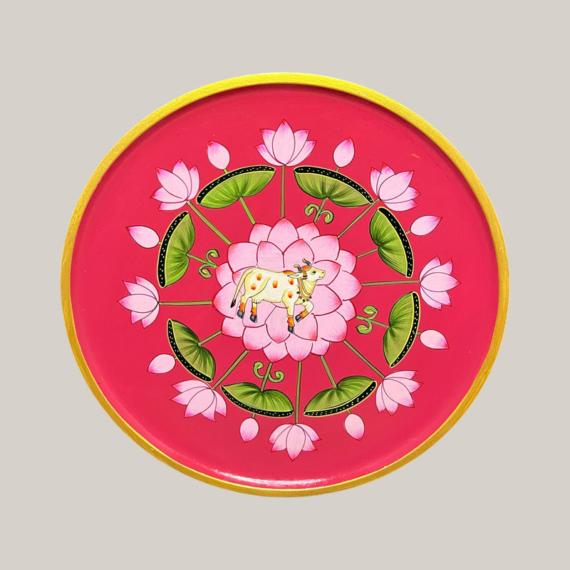 Hand Painted Nandi Wall Plate Pink