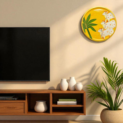 Hand Painted Nandi Wall Plate Yellow