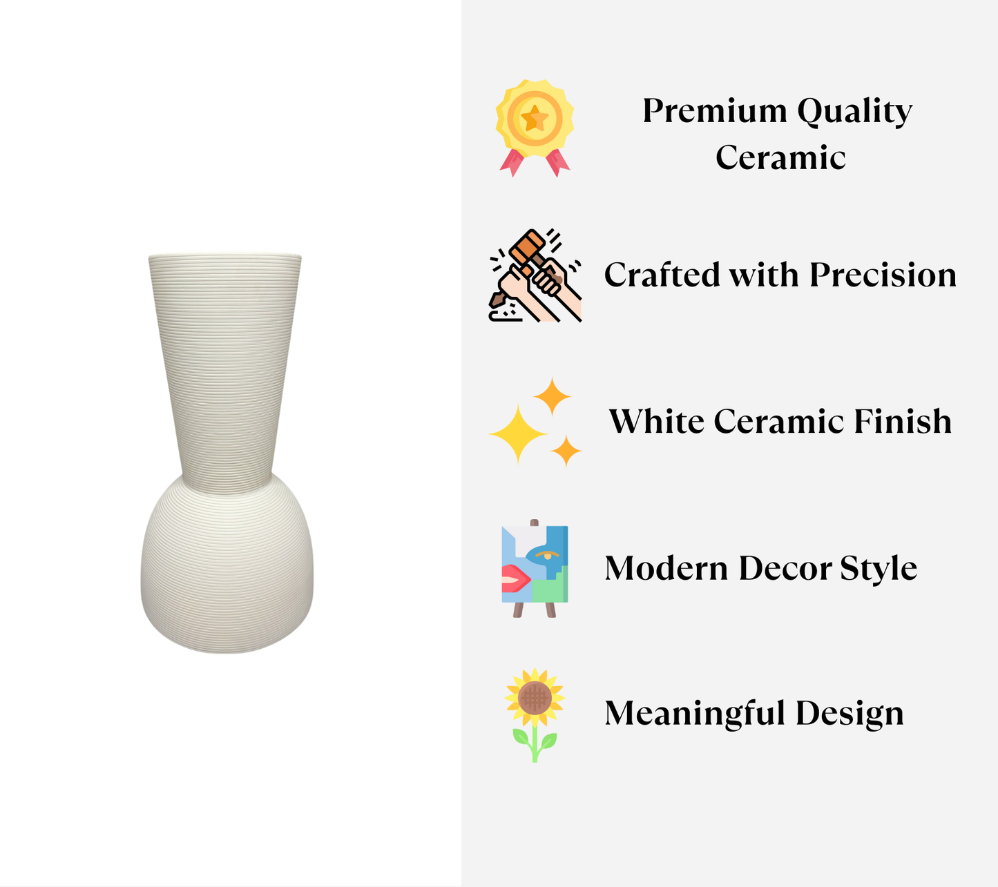 White Geo Vase - Hourglass