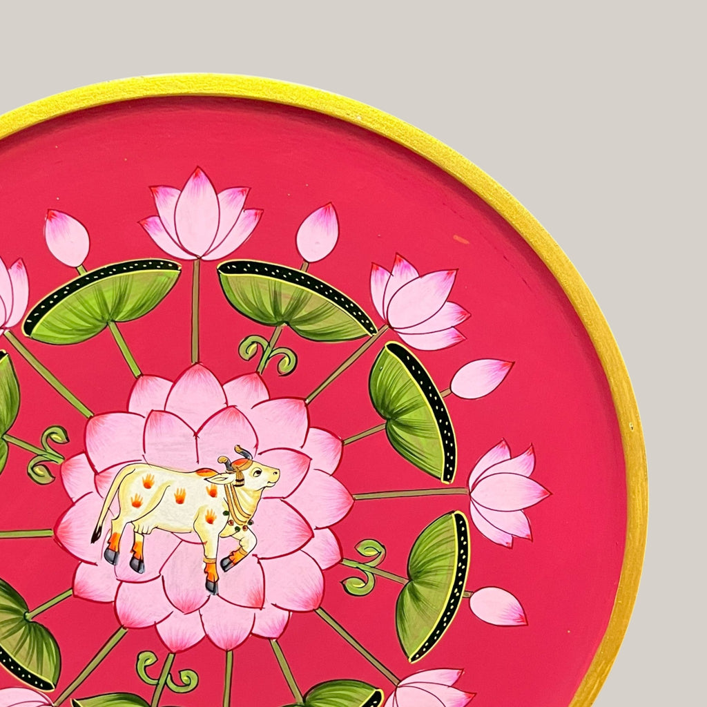 Hand Painted Nandi Wall Plate Pink