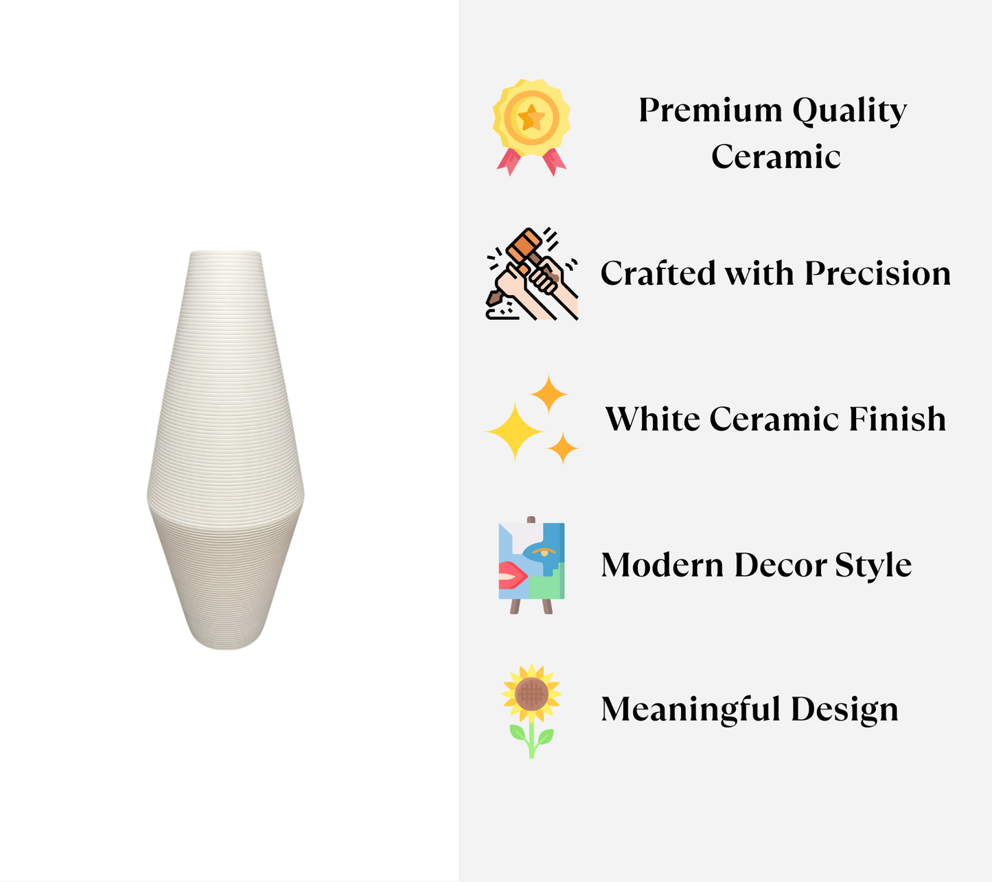 White Geo Vase - Arctic Lines