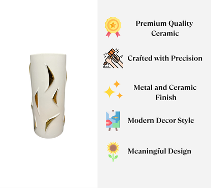 Modern White & Gold Ceramic Vase