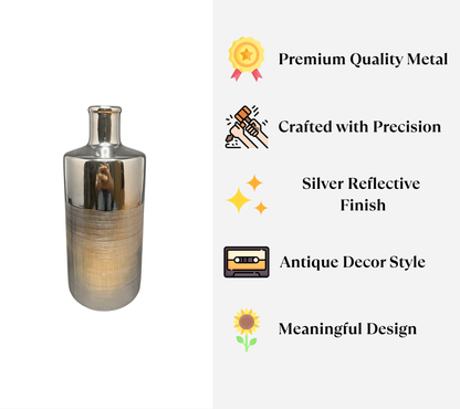 Metallic Silver Metal Vase