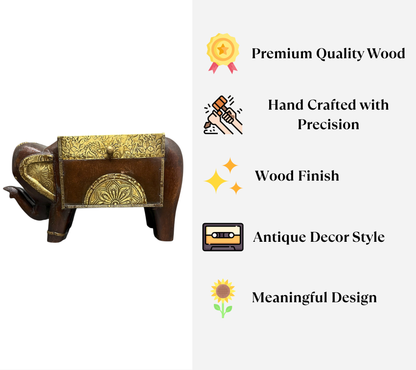 Handcrafted Wooden Elephant Storage Box