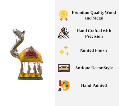 Handpainted Camel Figurine with Bells - Yellow