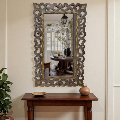 Heritage Scroll Carved Wall Mirror – 3 Feet