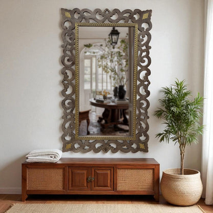 Heritage Scroll Carved Wall Mirror – 3 Feet