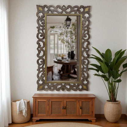 Heritage Scroll Carved Wall Mirror – 3 Feet