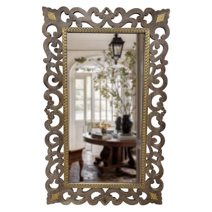 Heritage Scroll Carved Wall Mirror – 3 Feet