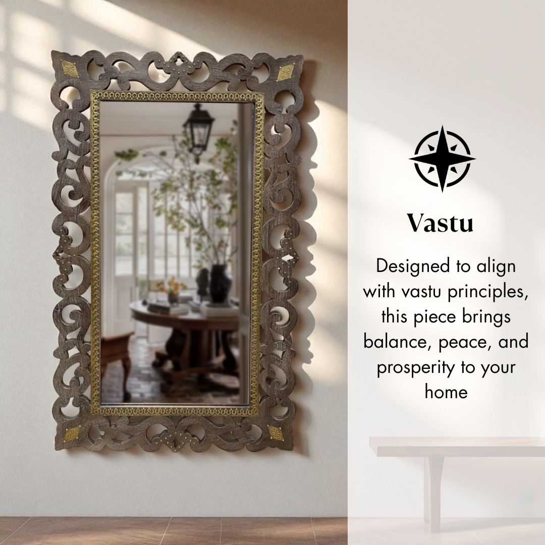 Heritage Scroll Carved Wall Mirror – 3 Feet