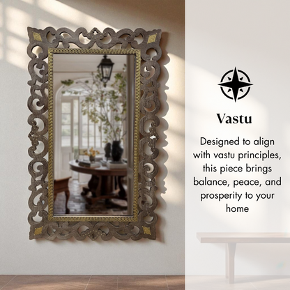 Heritage Scroll Carved Wall Mirror – 3 Feet