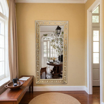 Nazaara Antique Gold Mirror with Stone Detailing – 3 Feet