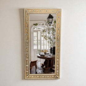 Nazaara Antique Gold Mirror with Stone Detailing – 3 Feet
