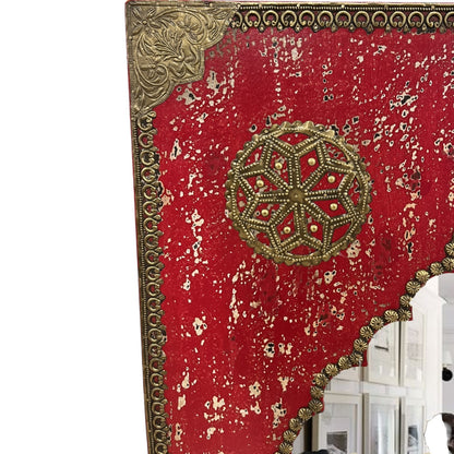Raj Mahal Red Arch Carved Mirror – 3 Feet