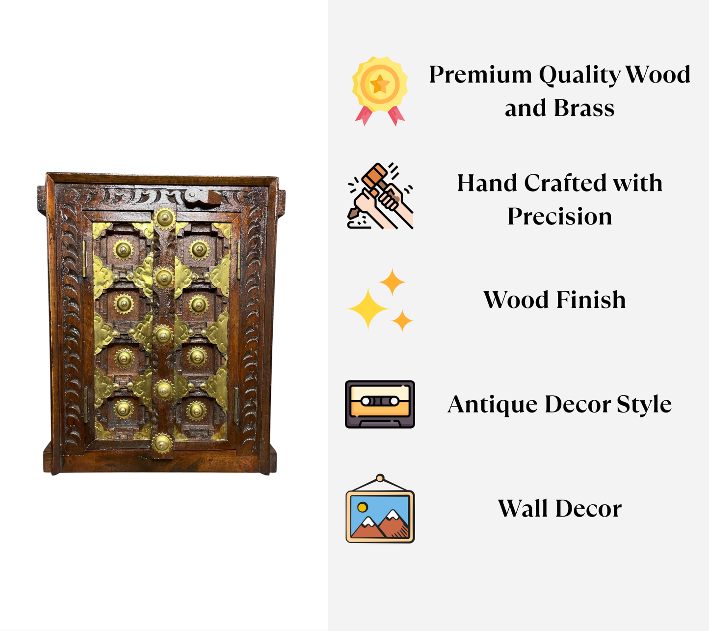 Handcrafted Wooden Temple Door Wall Decor