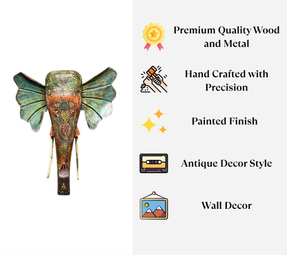 Handcrafted Decorative Elephant Head Wall Art