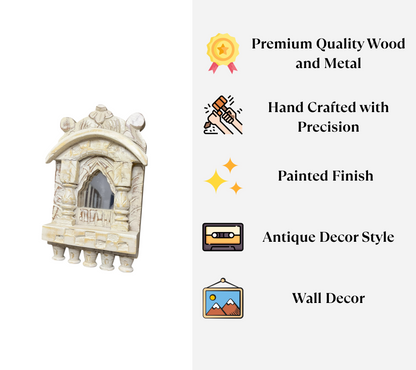White Wooden Jharokha Wall Mirrors Set