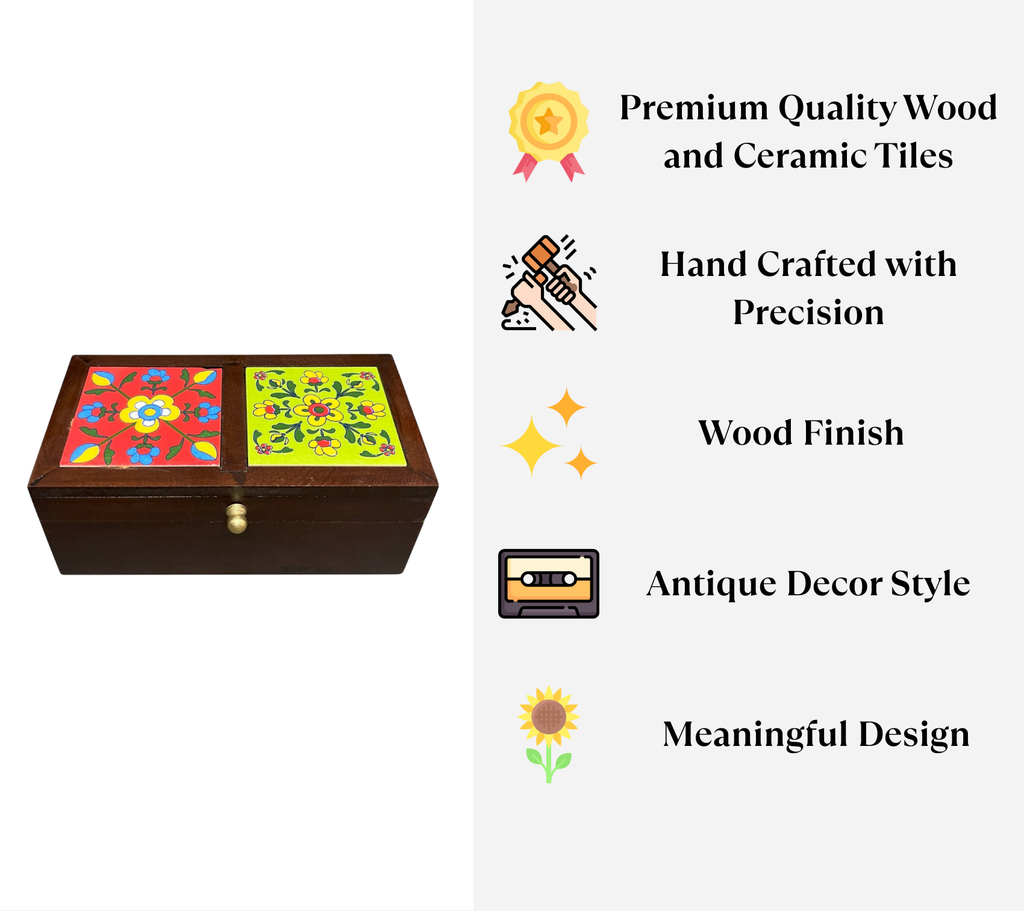 Handcrafted Wooden Storage Box (2 Tile)