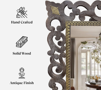 Heritage Scroll Carved Wall Mirror – 3 Feet