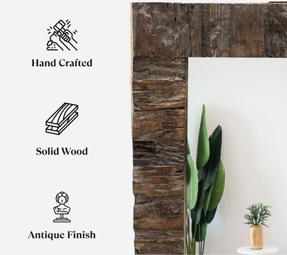 Dark Wooden Distressed Teak Mirror