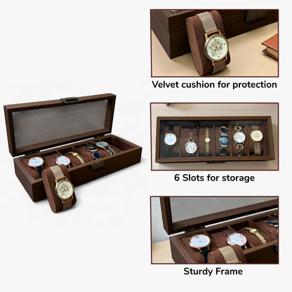 6-Slot Wooden Watch Box
