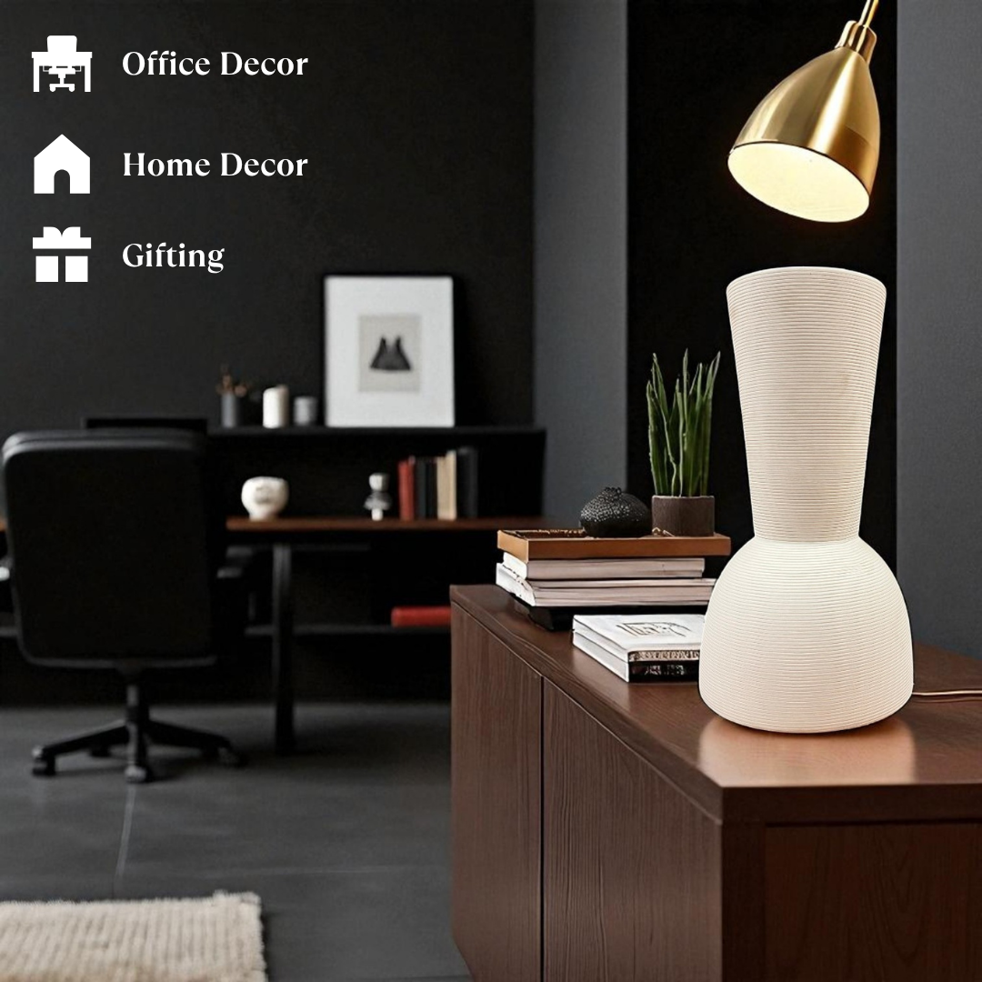 White Geo Vase - Hourglass